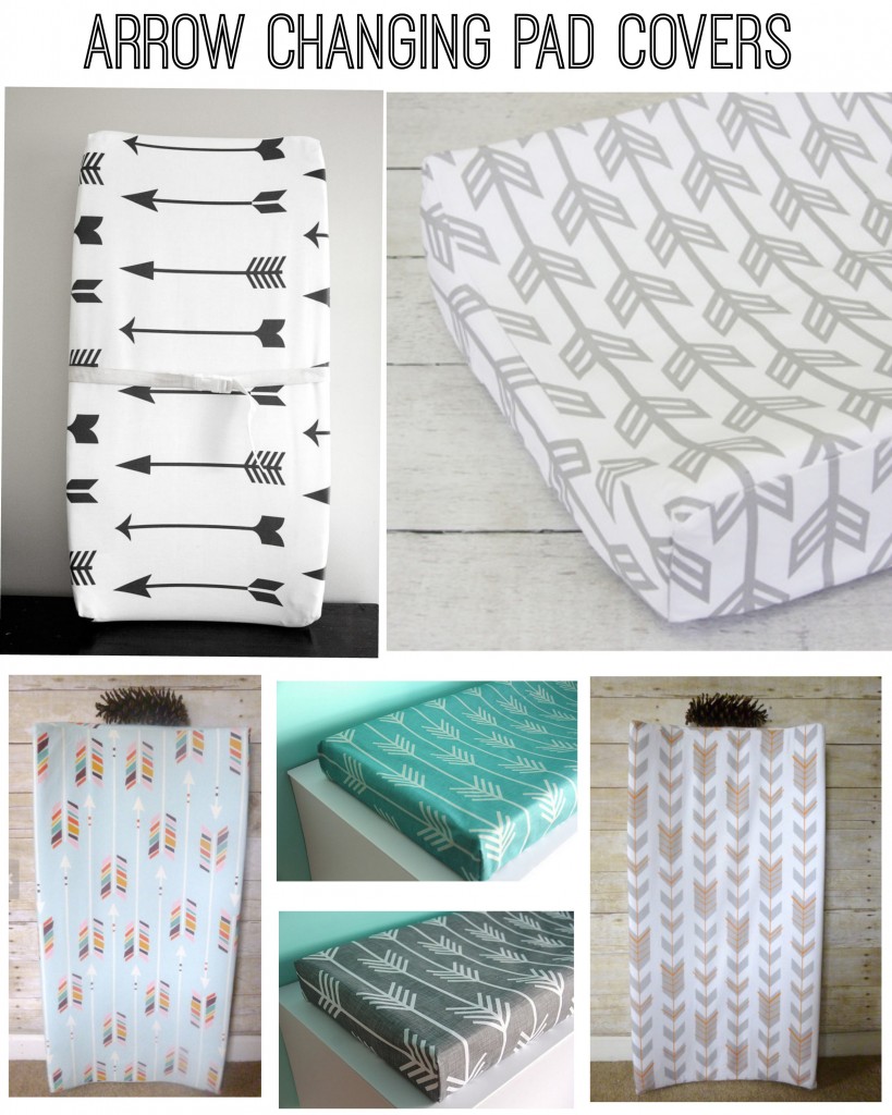 Arrow themed changing pad covers for a rustic baby nursery